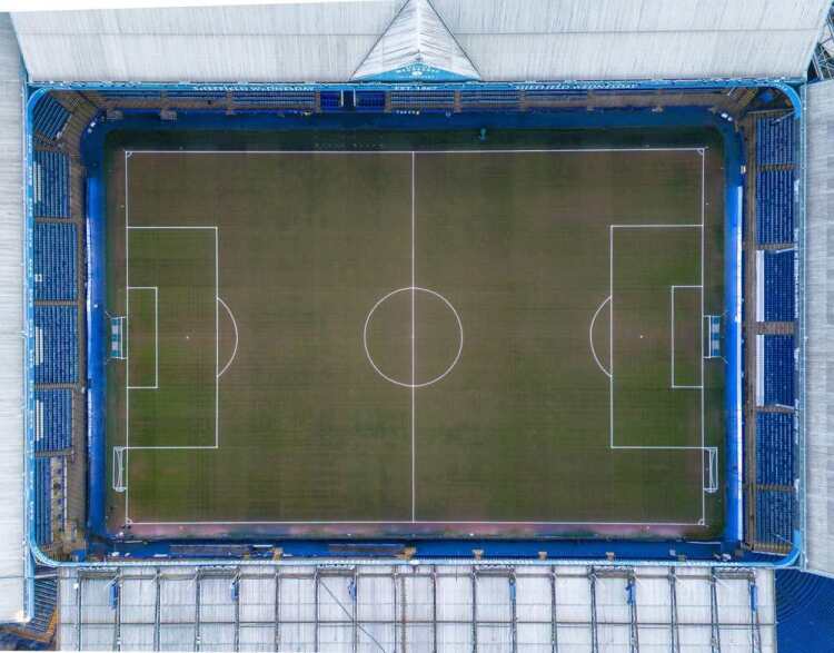 Aerial view of Hillsborough Stadium. Home of Sheffield Wednesday FC.
