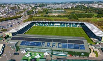 Home Park. Plymouth Argyle stadium aerial view.